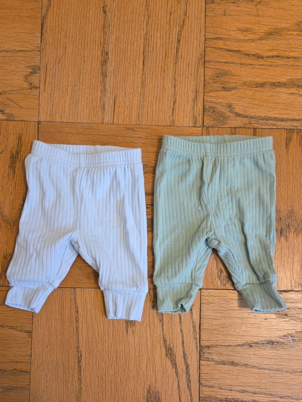 Carter's Ribbed Baby Pants in Light Blue & Sage